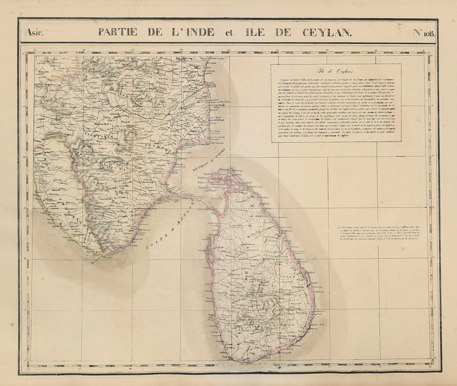 Asie. Inde & Ceylan #108 India Sri Lanka Kerala Tamil Nadu VANDERMAELEN 1827 map